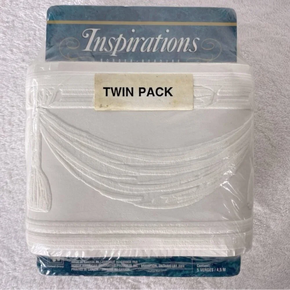 Vintage Inspirations White Textured Embossed Paintable Wallpaper Border Trim